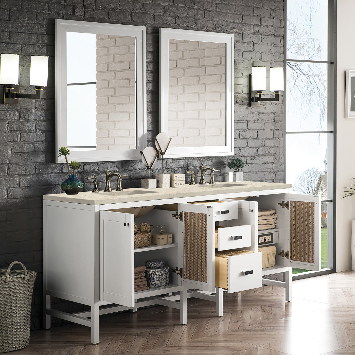James Martin Addison 72" Double Bathroom Vanity, Glossy White, view 34