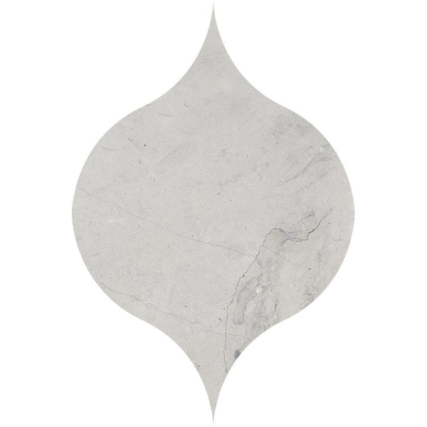 Thala Gray Honed Winter Leaf Limestone Waterjet Mosaics 4 7/8x6 13/16