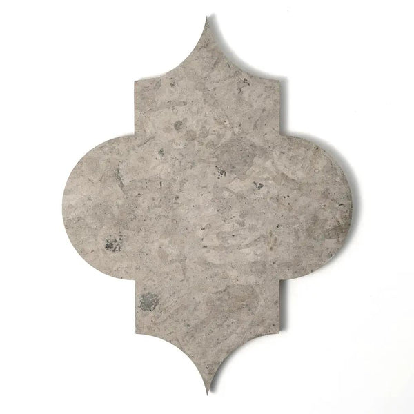 Thala Gray Honed Arabesque Limestone Waterjet Decos 8x11