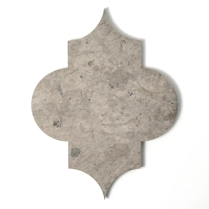 Thala Gray Honed Arabesque Limestone Waterjet Decos 8x11