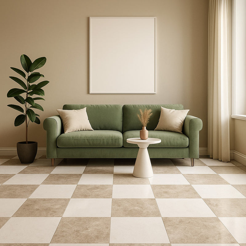 Sky Blue, Thassos Extra Honed Checkerboard Pattern Marble Tiles 12x12 Marble Honed 12x12 Tiles — 2