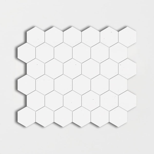 Thassos Honed Hexagon Marble Mosaics 10 3/8x12