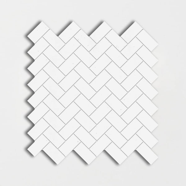 Thassos Honed Herringbone Marble Mosaics 12 1/8x13 3/8