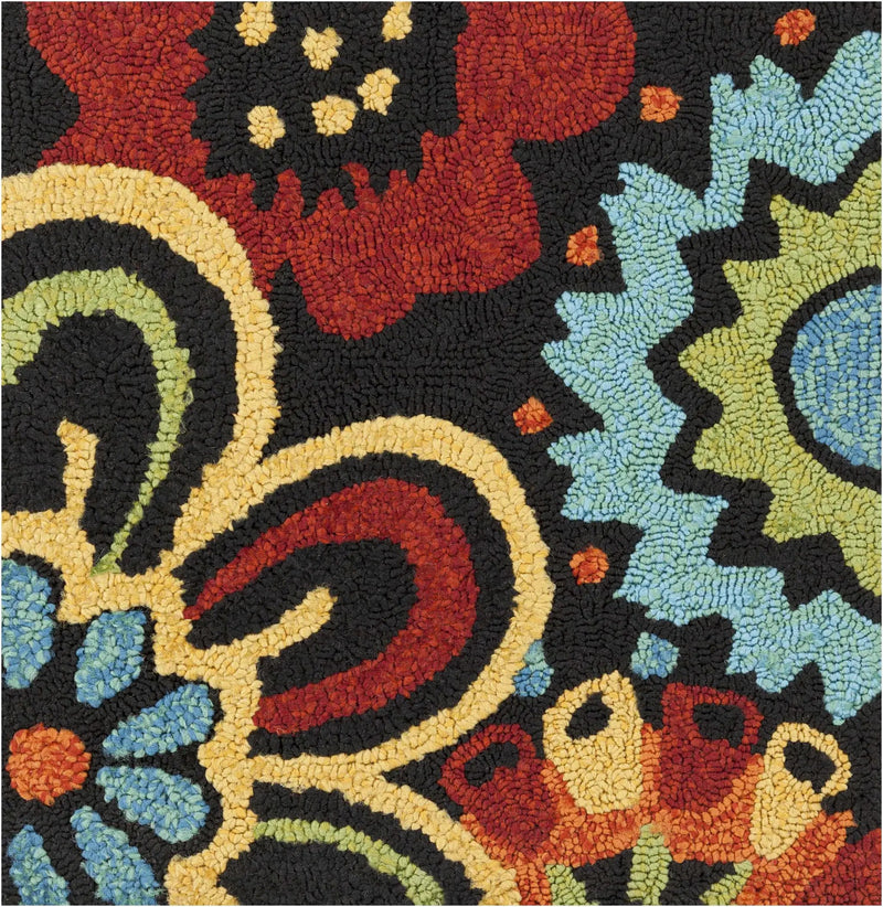 Thaxton Colorful Flowers on Black Outdoor Area Rug - Clearance by Boutique Rugs