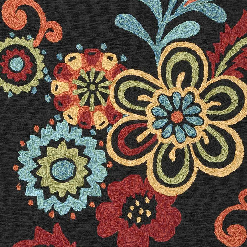 Thaxton Colorful Flowers on Black Outdoor Area Rug - Clearance by Boutique Rugs