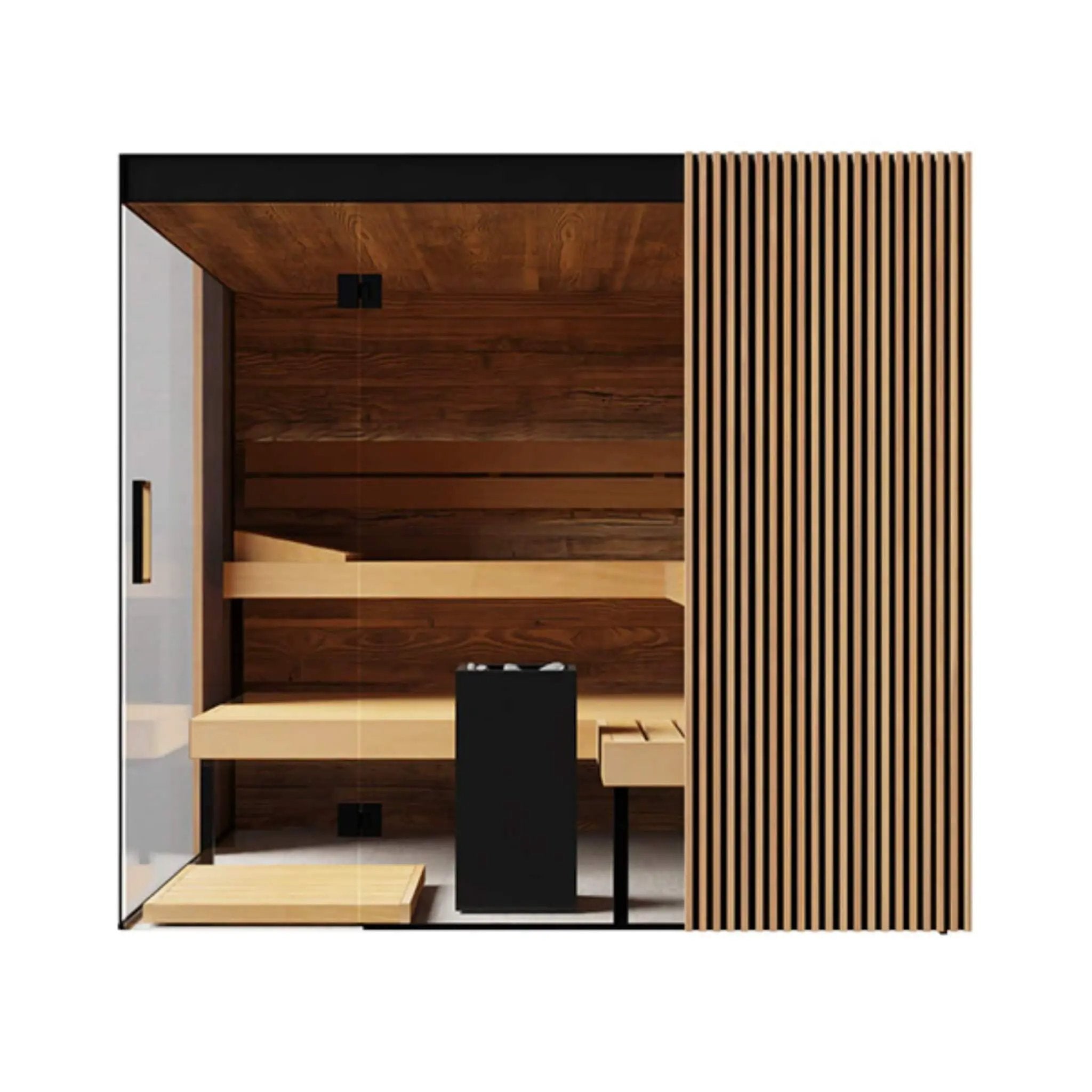 ThermaSol Aalto 4-Person Indoor Semi Panoramic Glass Sauna Cabin [Made-To-Order] [14-AALTODL\R] (SAK13285) by SAKSBY WHOLESALE