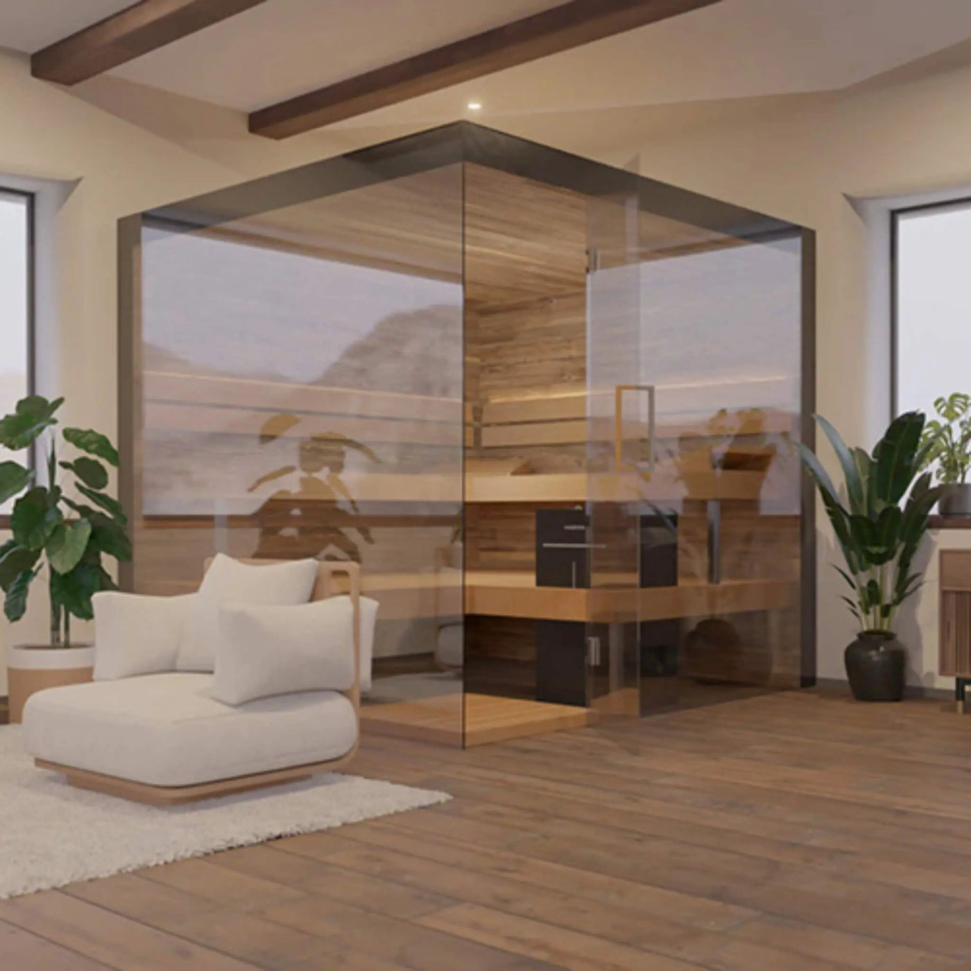 ThermaSol Lumaria 2-5 Person Indoor Glass Sauna Cabin [14-LUMARIA] (SAK84962) by SAKSBY WHOLESALE