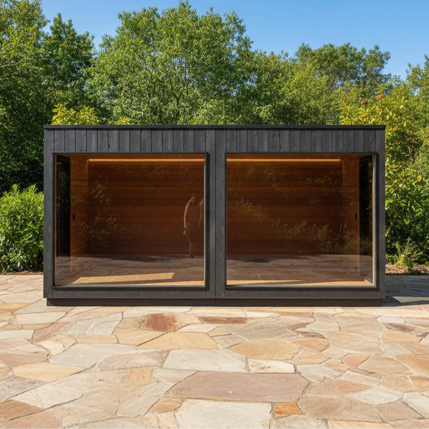 ThermaSol Nordic Misty XL Lounge 2-Entrance Outdoor Sauna Cabin [Made-To-Order] (SAK72368) by SAKSBY WHOLESALE
