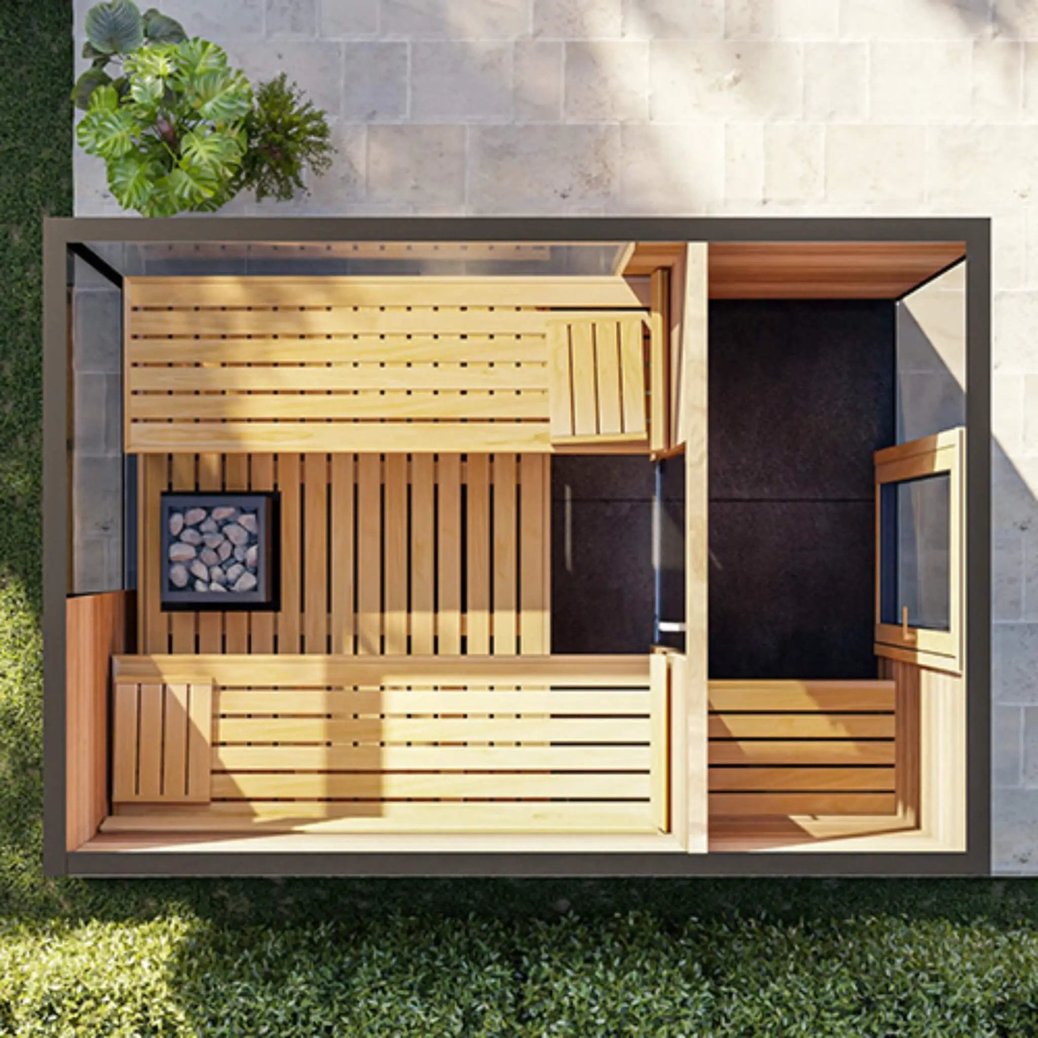 ThermaSol Ombra Fully-Assembled 5-Person Outdoor Sauna Cabin [Made-To-Order] [14-OMBRA] (SAK63017) by SAKSBY WHOLESALE