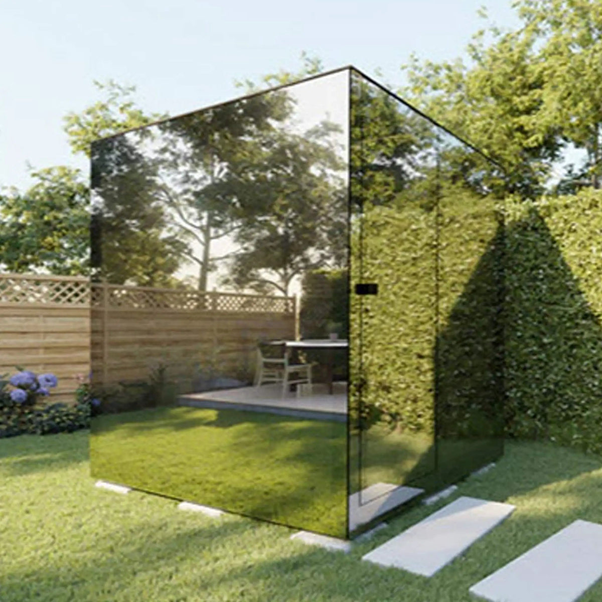 ThermaSol Vue 4-Person Outdoor Mirrored Glass Sauna [Made-To-Order] [14-VUEDL/R] (SAK84963) by SAKSBY WHOLESALE