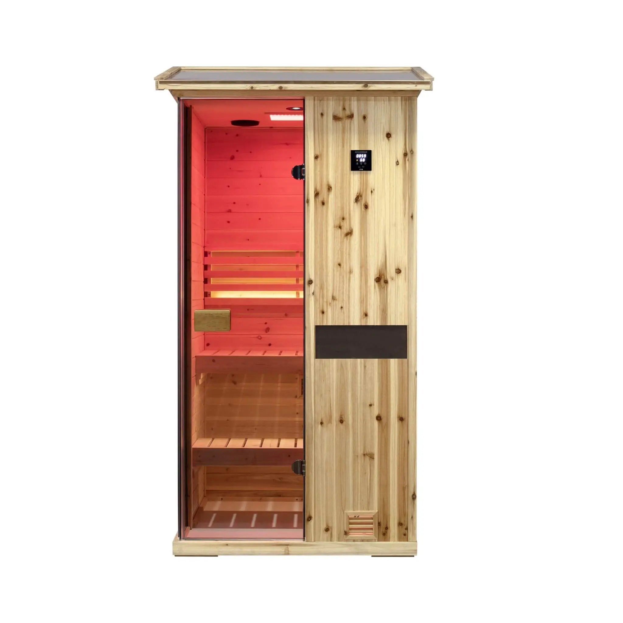 Thermora Nova 1-Person Outdoor Weather-Resistant Traditional Wooden Steam Sauna Room (SAK71642) by SAKSBY WHOLESALE