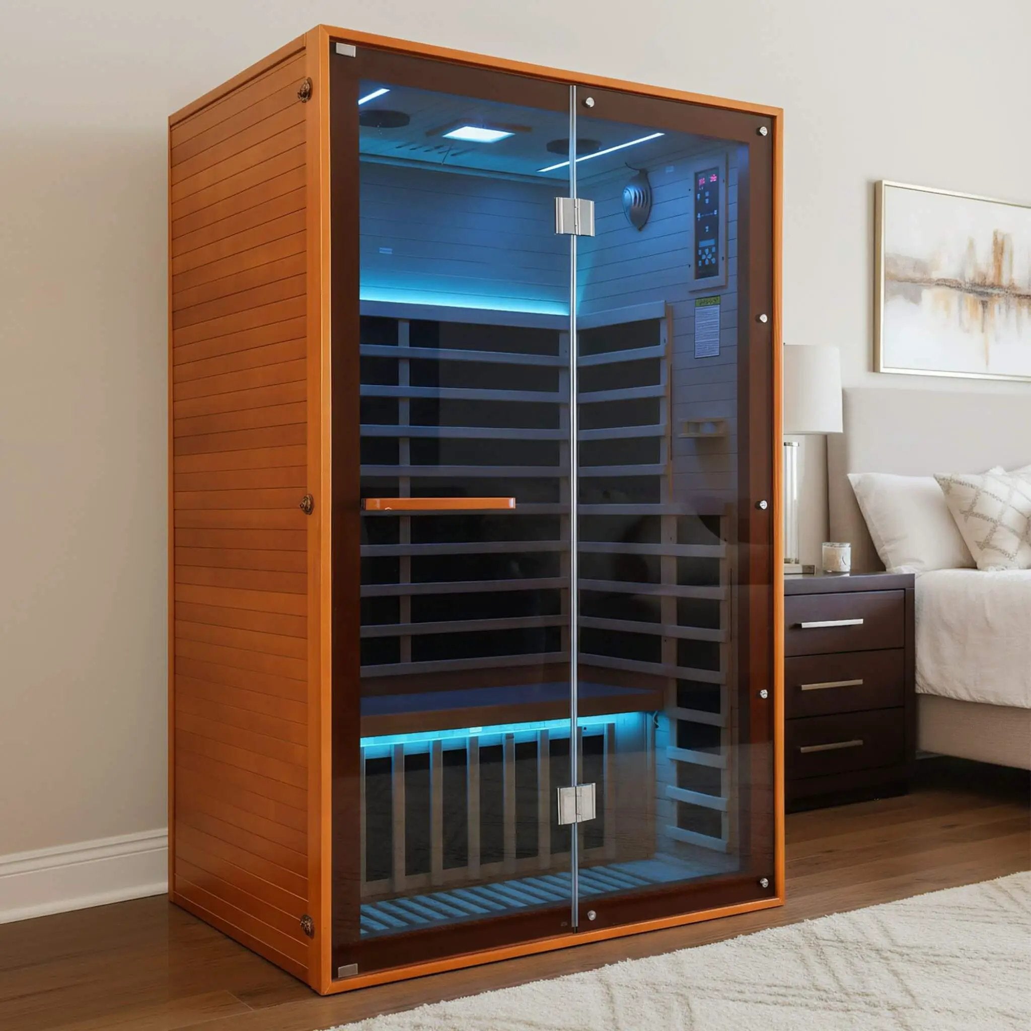 Thermora Fontaine 2-Person Luxury Canadian Hemlock Infrared Sauna With Glass Front (SAK97216) by SAKSBY WHOLESALE
