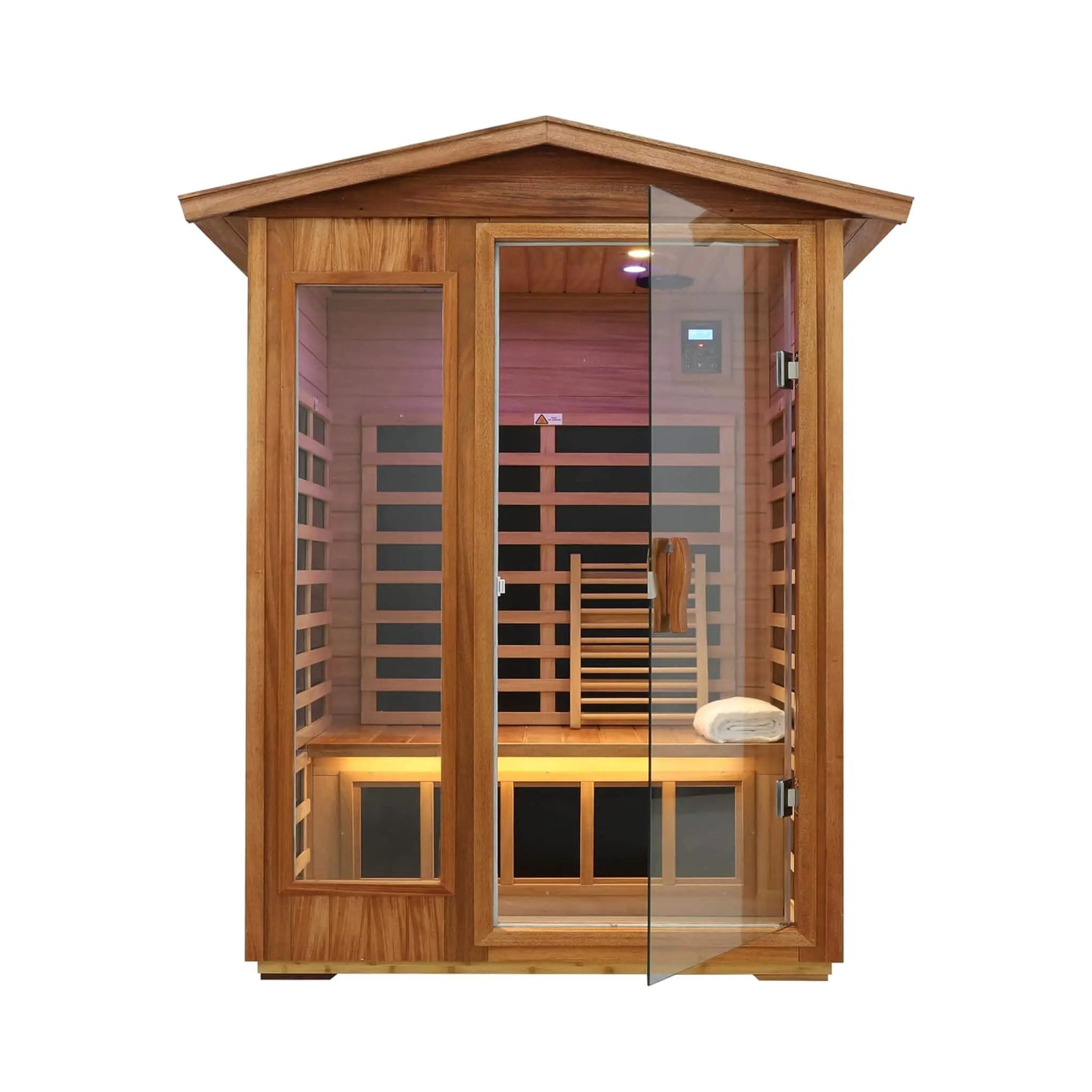 Thermora Ignis 2-Person Ultra-Low EMF Mahogany Outdoor Infrared Sauna With Bluetooth Speakers (SAK43021) by SAKSBY WHOLESALE