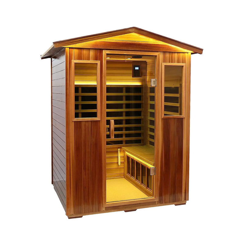 Thermora Kairo 4-Person Outdoor Infrared Hemlock Sauna With Tempered Glass Door (SAK82140) by SAKSBY WHOLESALE