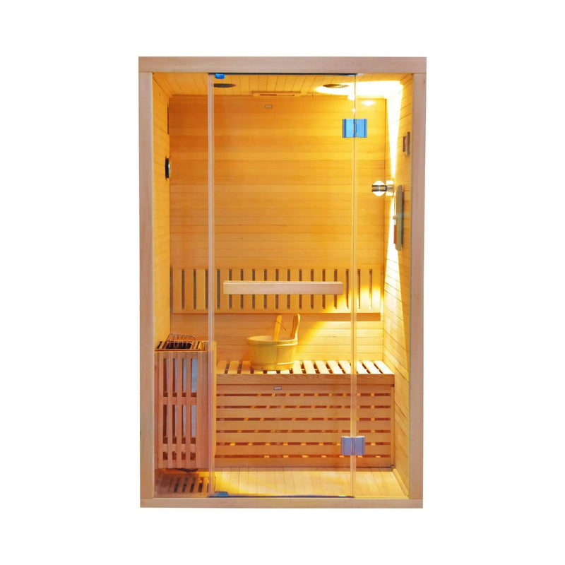 Thermora Alpine Premium 2-Person 3KW Hemlock Wood Sauna With LED Wall Light (SAK28471) by SAKSBY WHOLESALE