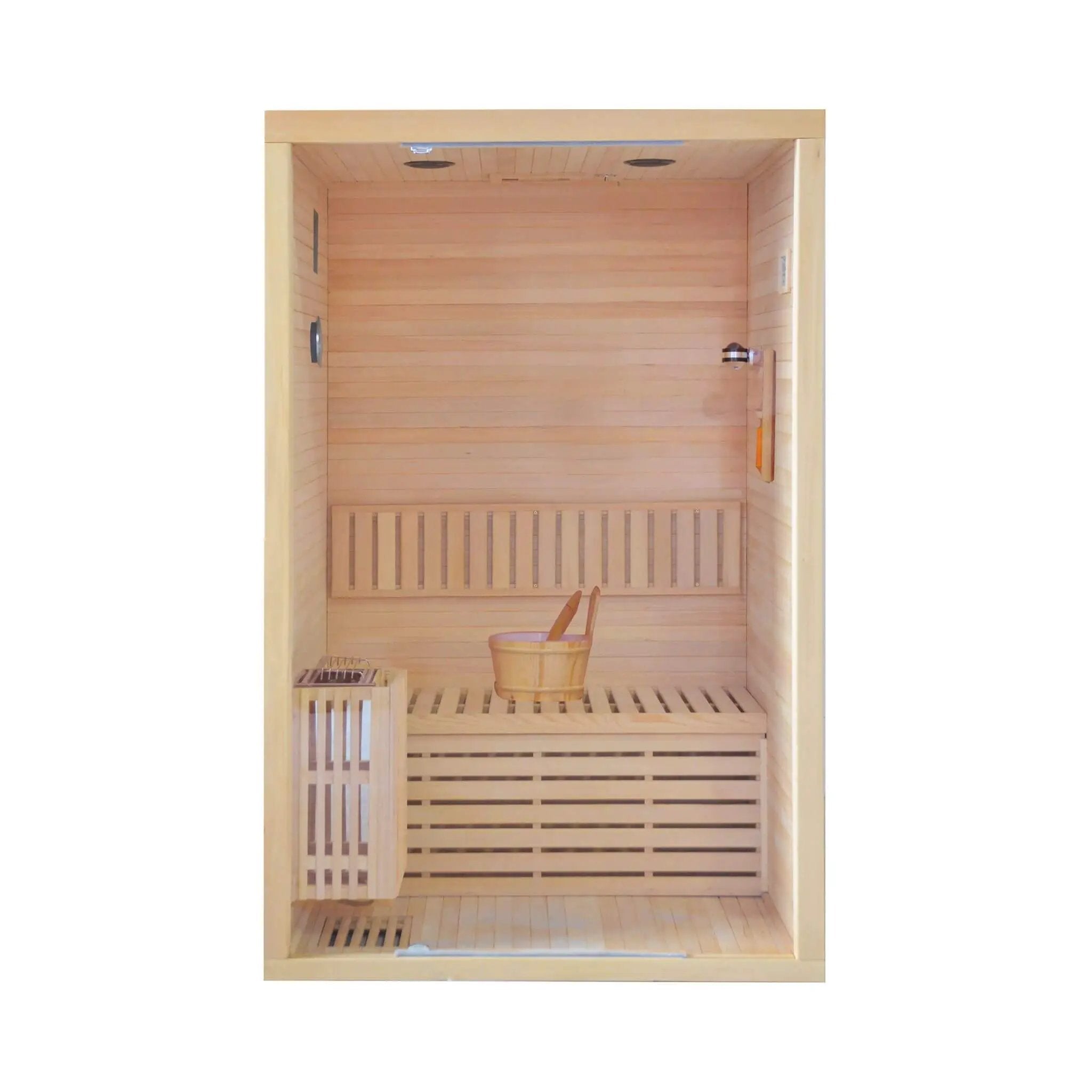 Thermora Alpine Premium 2-Person 3KW Hemlock Wood Sauna With LED Wall Light (SAK28471) by SAKSBY WHOLESALE