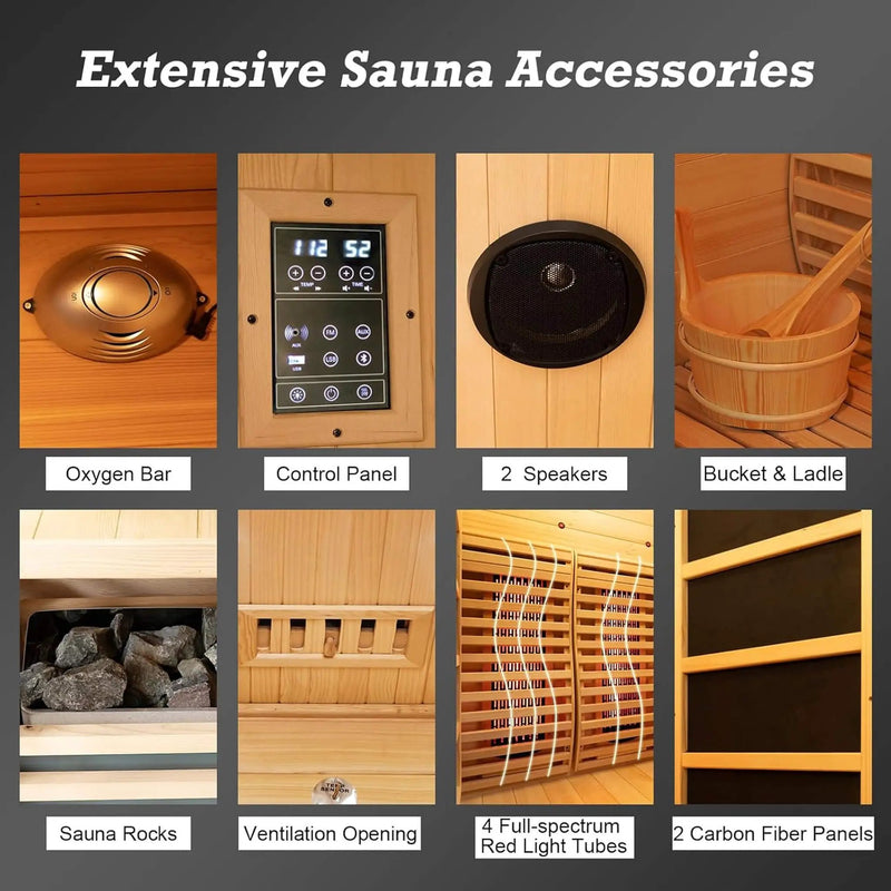 Rövia Luma 2-Person Indoor Hybrid Sauna Room With Infrared And 3.5KW Steam Heater [Made-To-Order] (SAK83750) by SAKSBY WHOLESALE