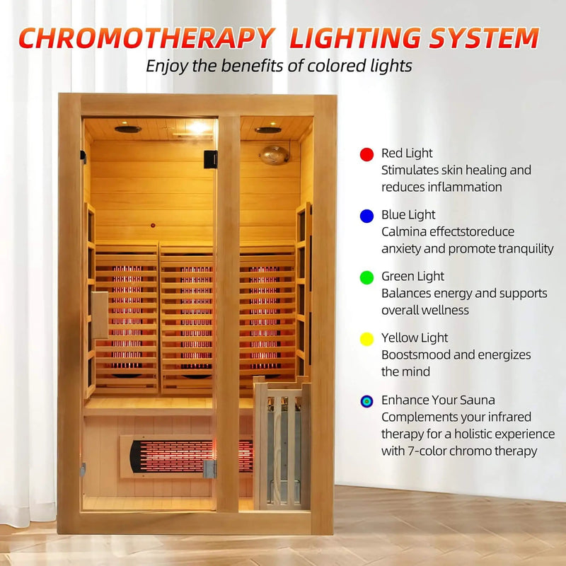 Rövia Luma 2-Person Indoor Hybrid Sauna Room With Infrared And 3.5KW Steam Heater [Made-To-Order] (SAK83750) by SAKSBY WHOLESALE