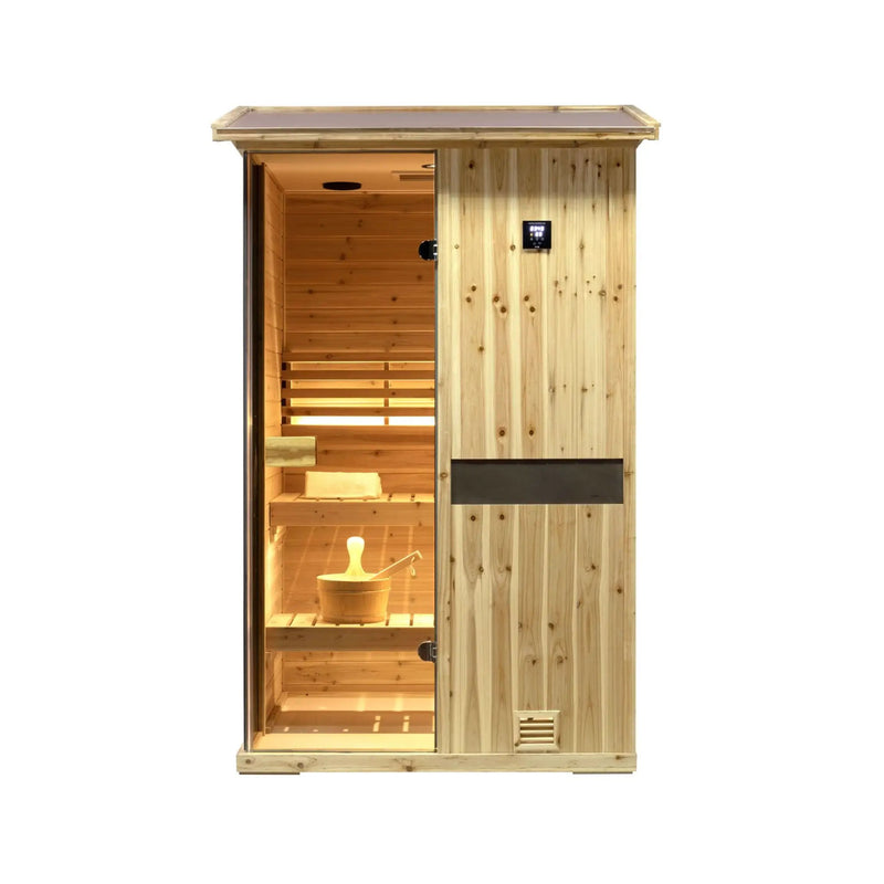Thermora Arctic Premium 2-Person Outdoor Wooden Steam Sauna Room With Smart Control Panel And Bluetooth Audio (SAK52918) by SAKSBY WHOLESALE