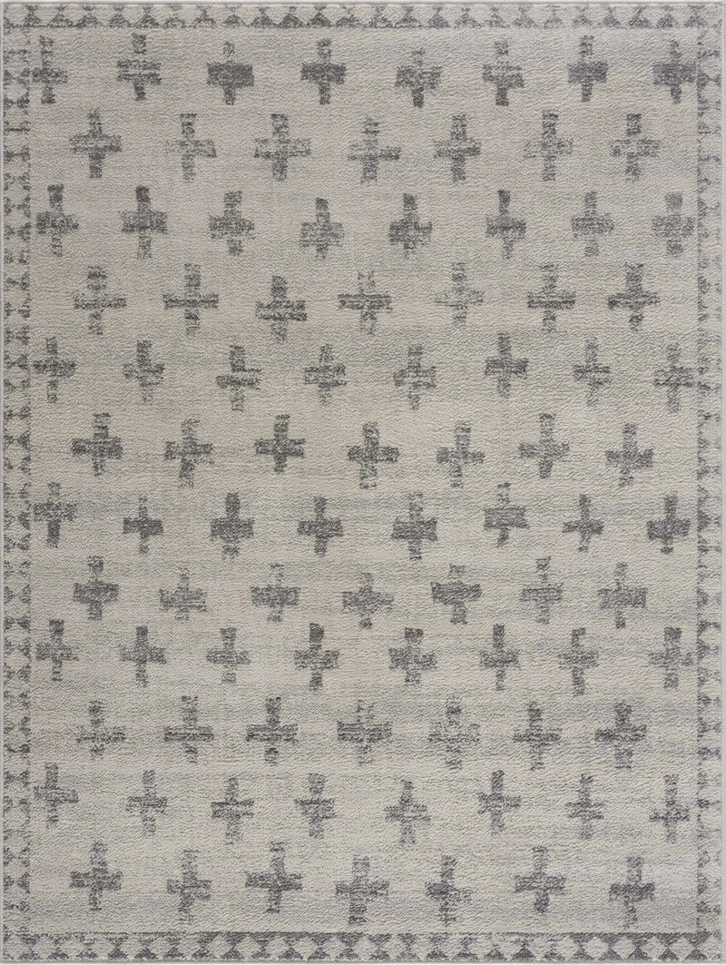 Tigris Swiss Cross Ivory&Gray Area Rug - Clearance by Boutique Rugs