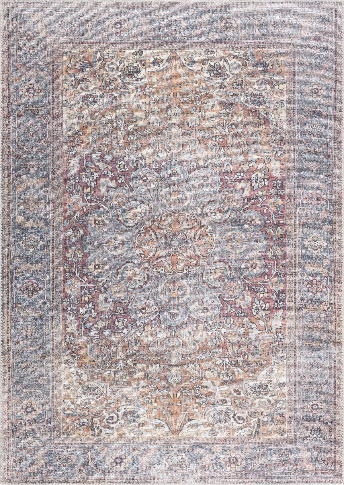 Rust Gardnertown Medallion Washable Area Rug - Clearance, photo 8 of 15