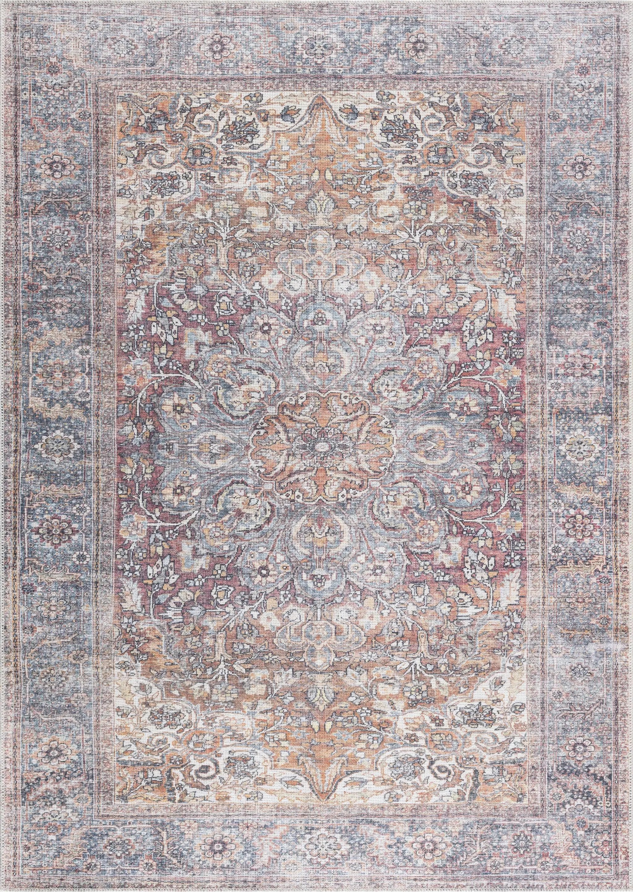 Rust Gardnertown Medallion Washable Area Rug - Clearance by Boutique Rugs