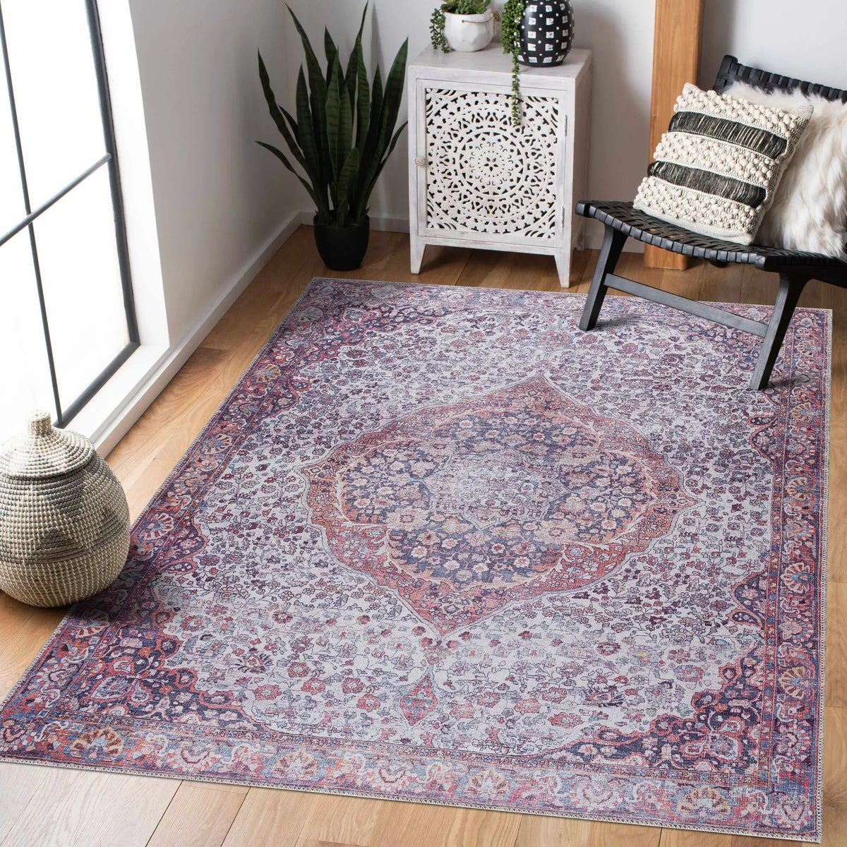Red Cael Tumble Dry Washable Rug - Clearance, photo 3 of 12