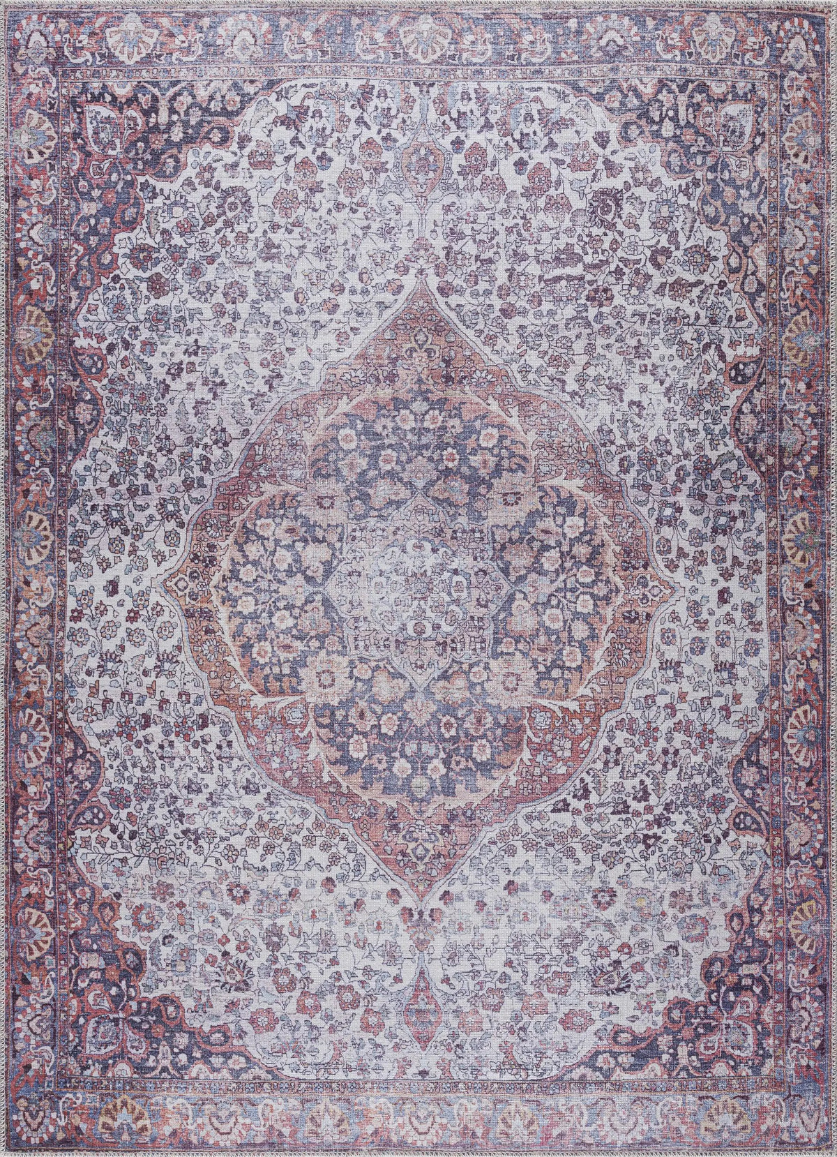 Red Cael Tumble Dry Washable Rug - Clearance
