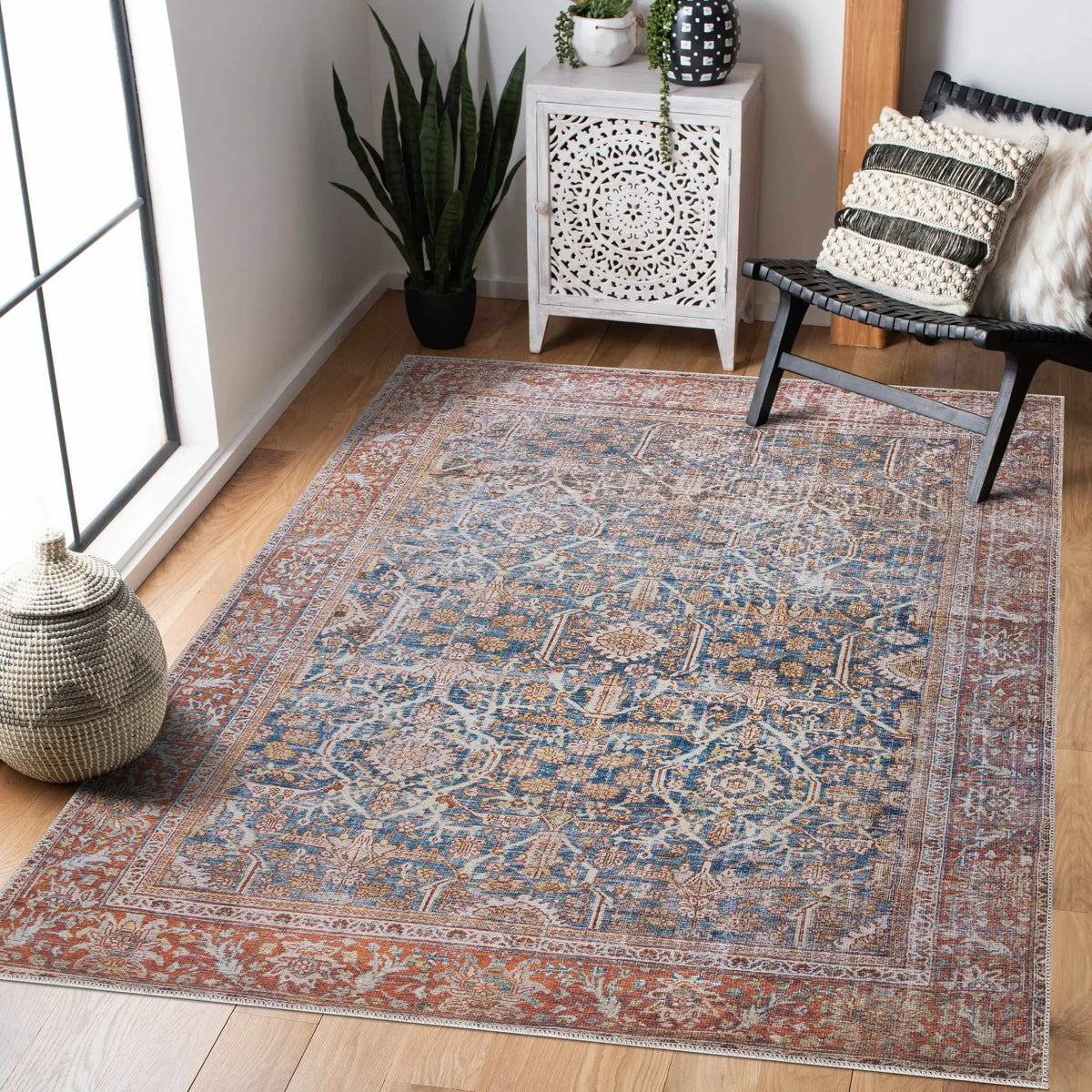 Rust Mair Traditional Washable Area Rug - Clearance, photo 3 of 12