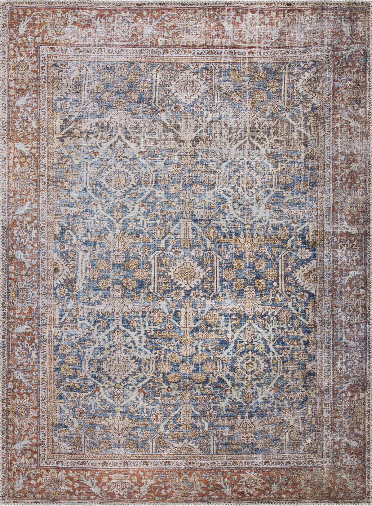 Rust Mair Traditional Washable Area Rug - Clearance