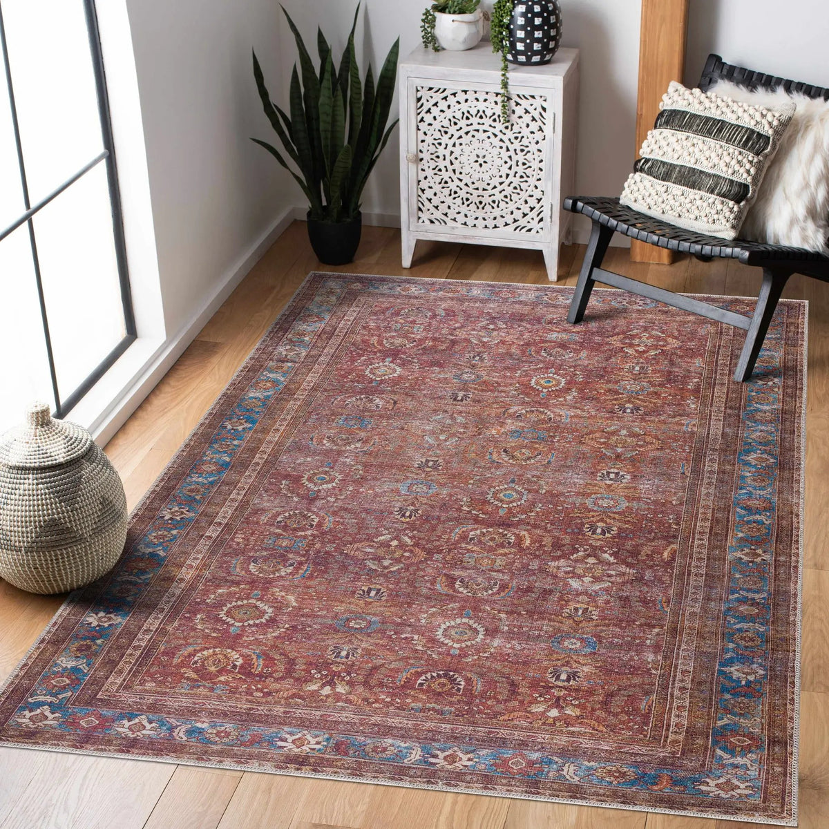 Rust Baki Traditional Washable Area Rug - Clearance, photo 3 of 12