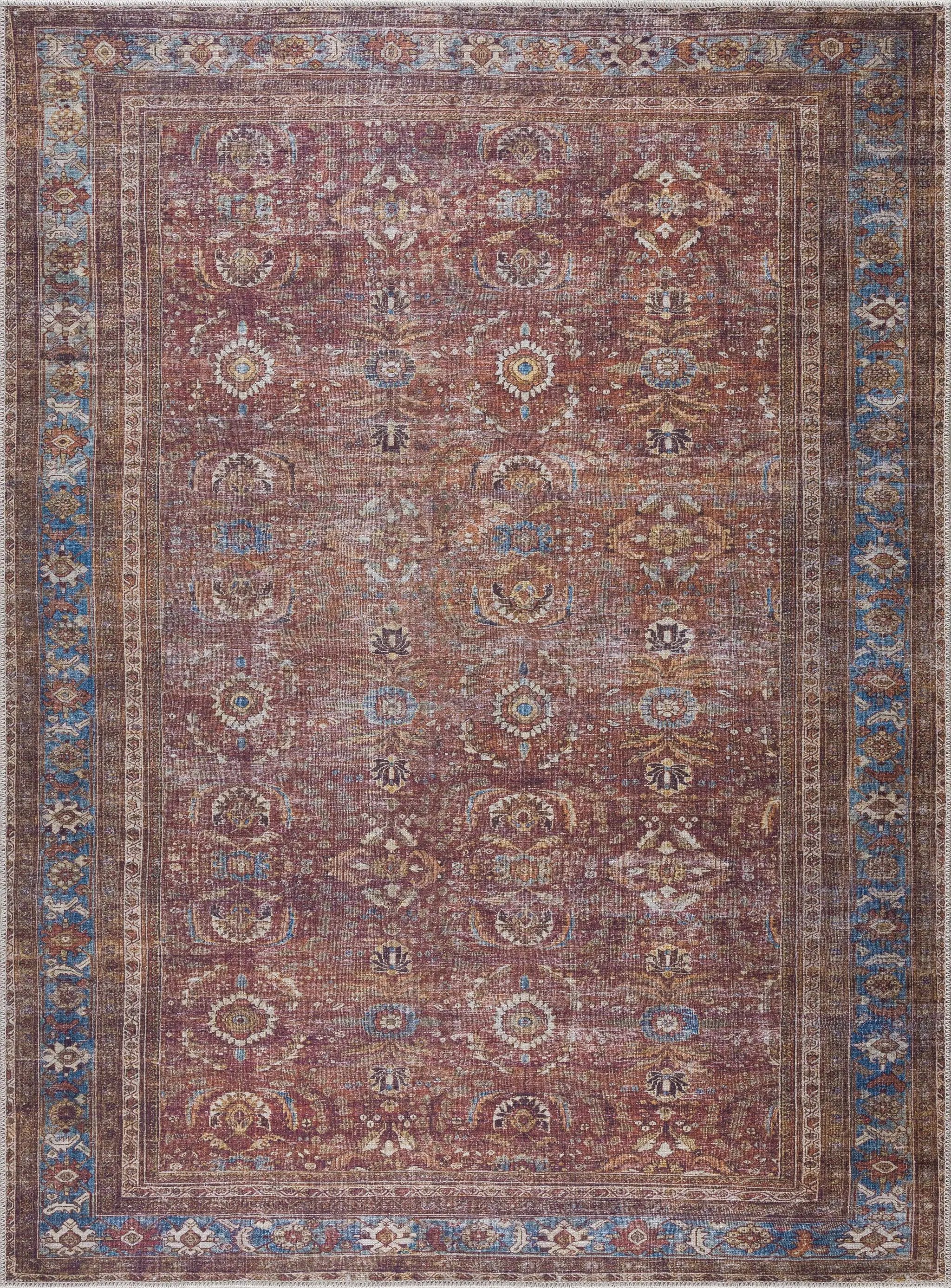 Rust Baki Traditional Washable Area Rug - Clearance by Boutique Rugs