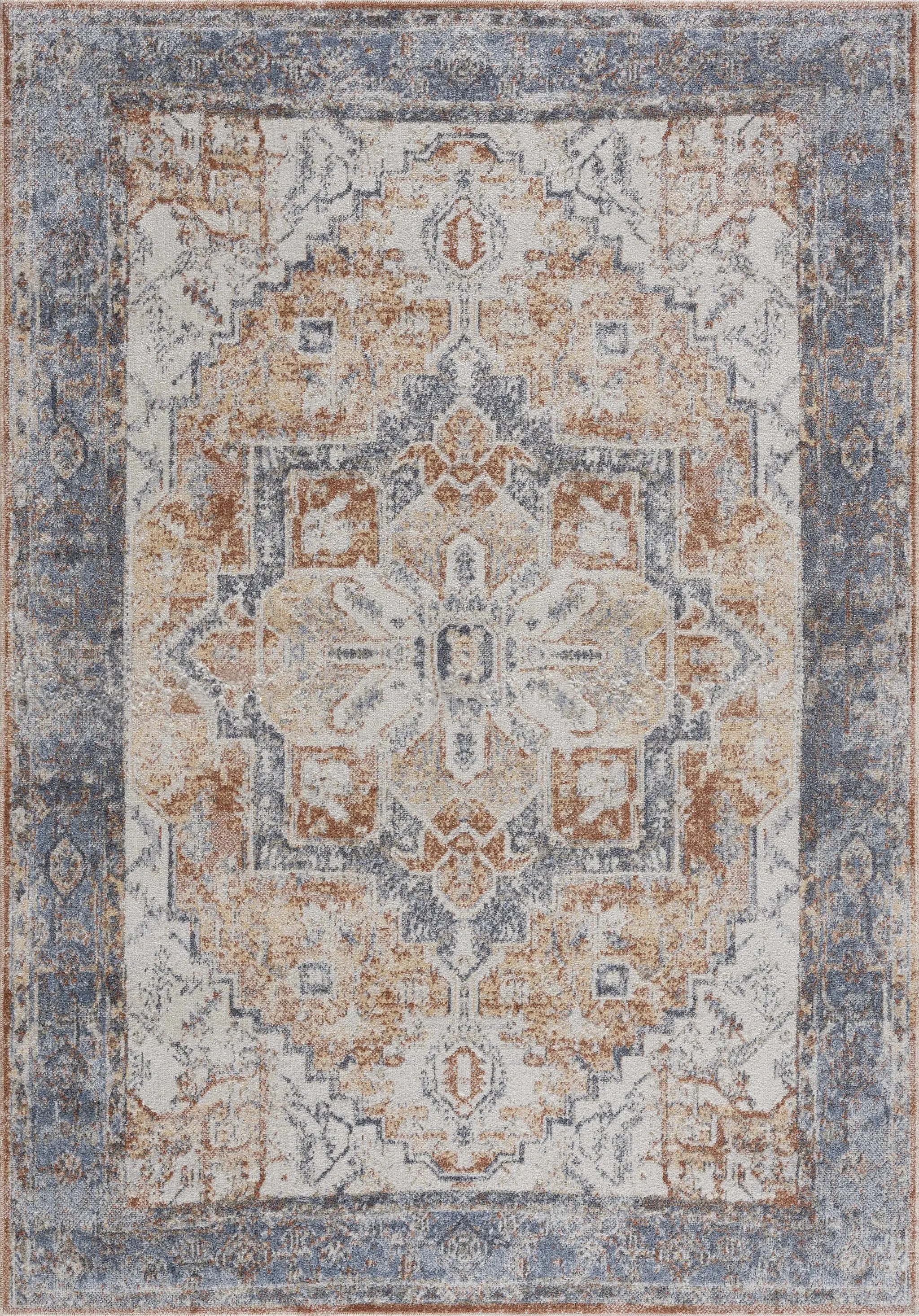 Blue Orange Hera Washable area rug - Clearance by Boutique Rugs
