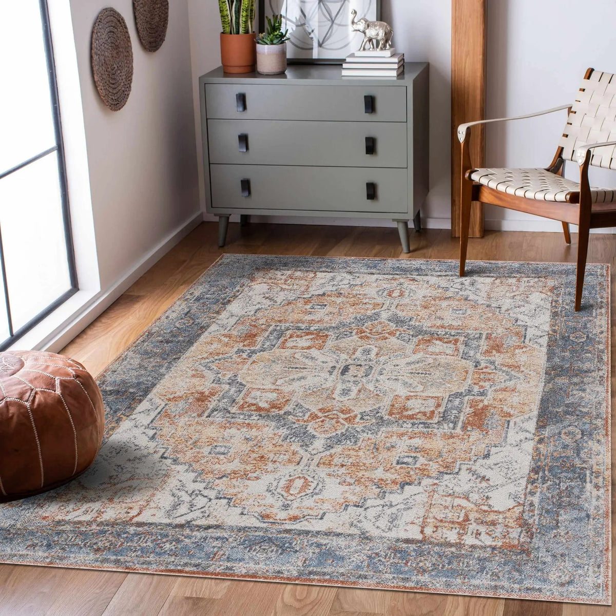 Blue Orange Hera Washable area rug - Clearance, photo 9 of 10