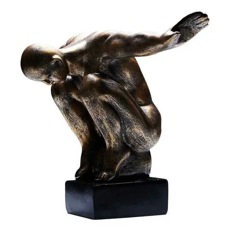 Thinker Statue Nordic Resin Art Sculpture by House Of Avana