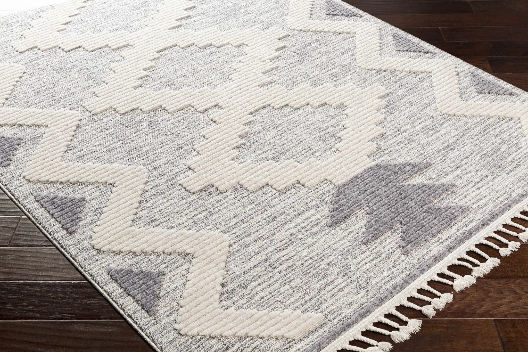 Thornburg High/Low Pile Rug with Tassels - Clearance by Boutique Rugs