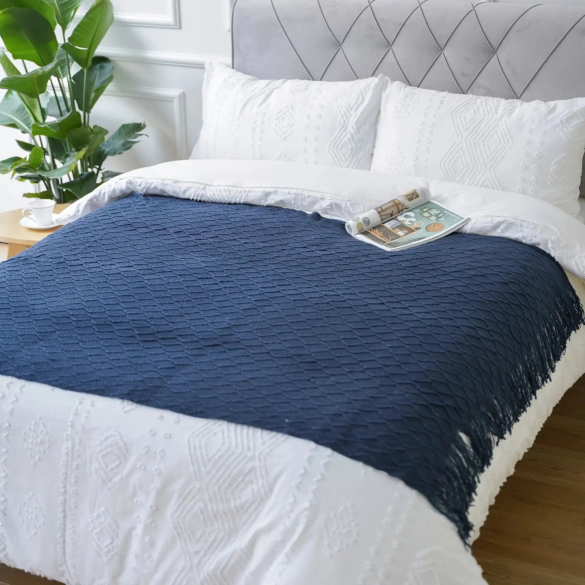 Throw Blanket - Soft Navy Blue 50x60 by House Of Avana