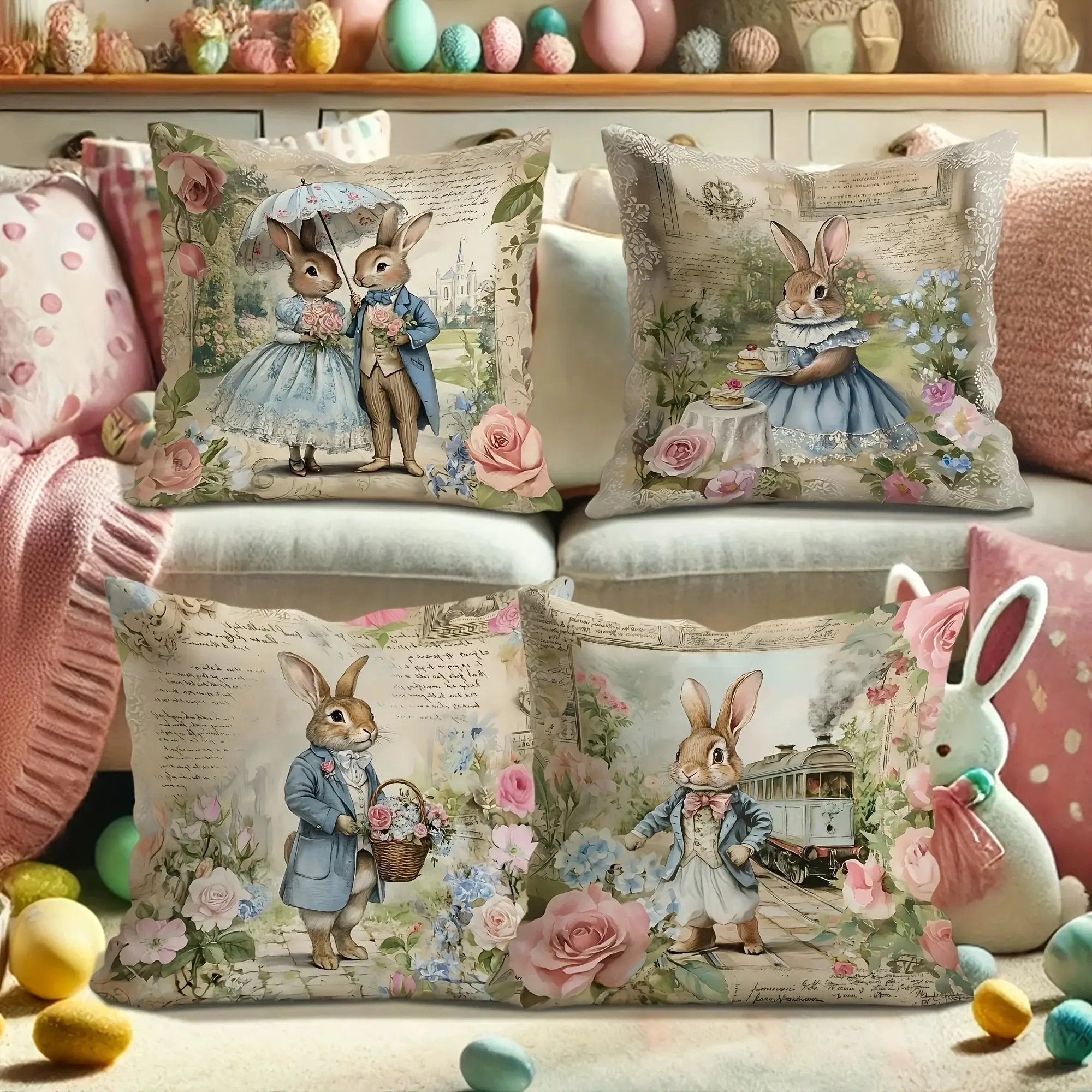 Throw Pillow Covers - Retro Romantic Pink Set by House Of Avana