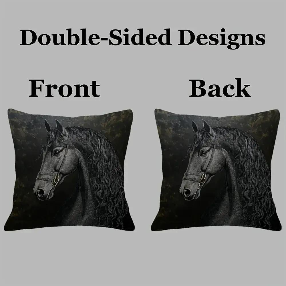 Throw Pillow - Soft Plush Friesian Horse 45x45cm by House Of Avana