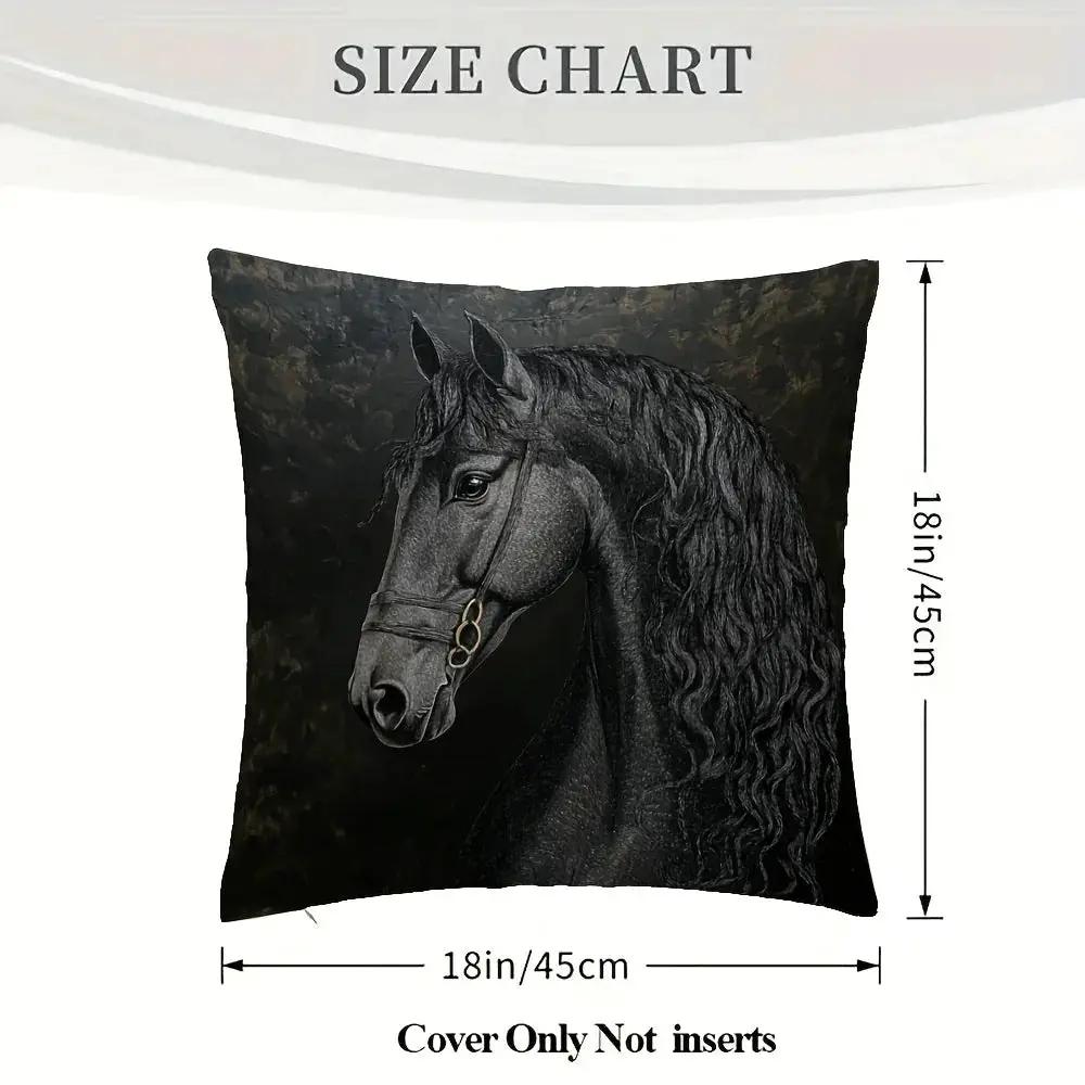 Throw Pillow - Soft Plush Friesian Horse 45x45cm by House Of Avana