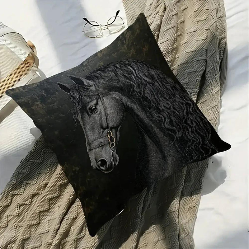 Throw Pillow - Soft Plush Friesian Horse 45x45cm by House Of Avana