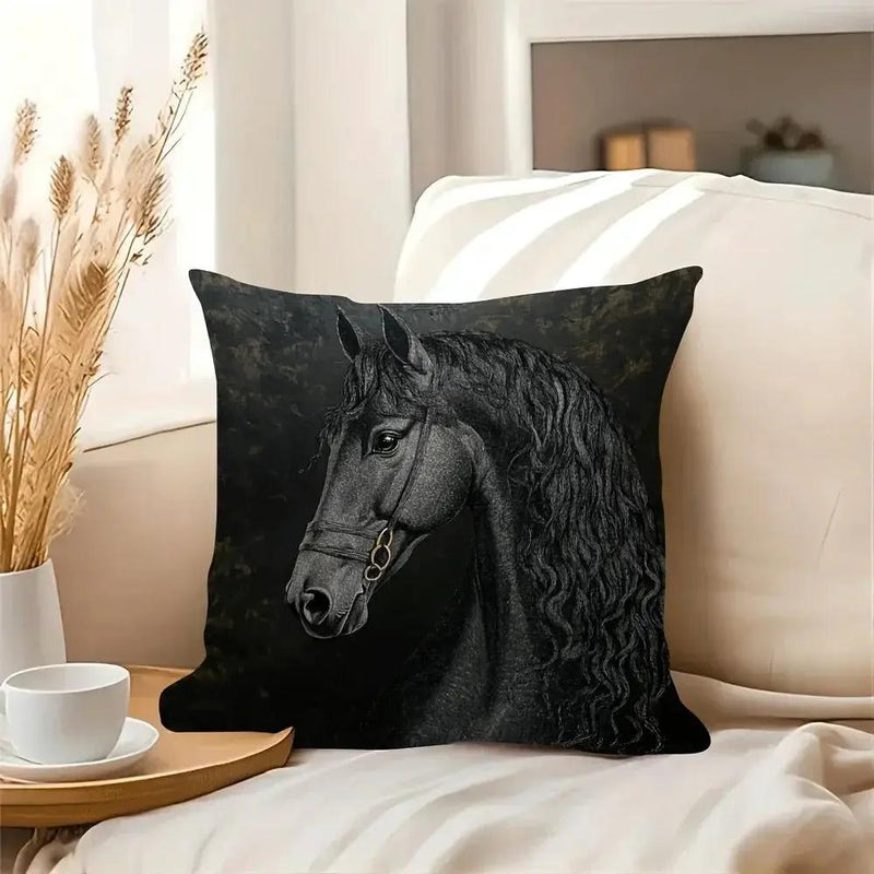 Throw Pillow - Soft Plush Friesian Horse 45x45cm by House Of Avana