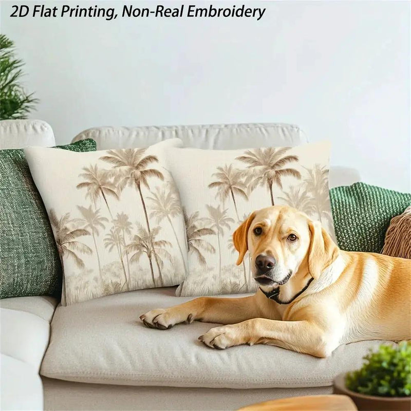 Throw Pillow - Zipper Beige Palm Tree by House Of Avana