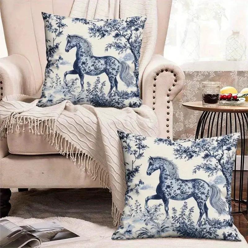Throw Pillow - Zipper Cotton Indigo Blue by House Of Avana