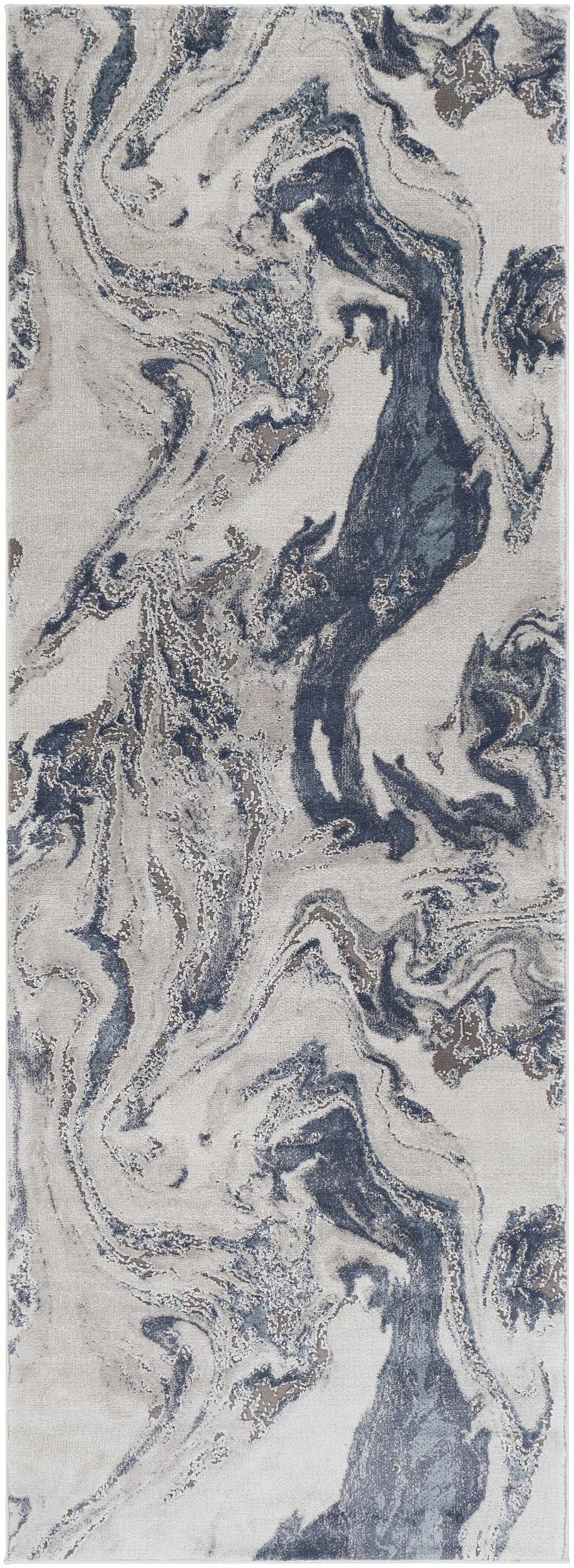Moana Denim Blue Marble Area Rug, photo 10 of 13