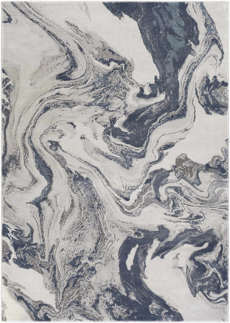 Moana Denim Blue Marble Area Rug by Boutique Rugs