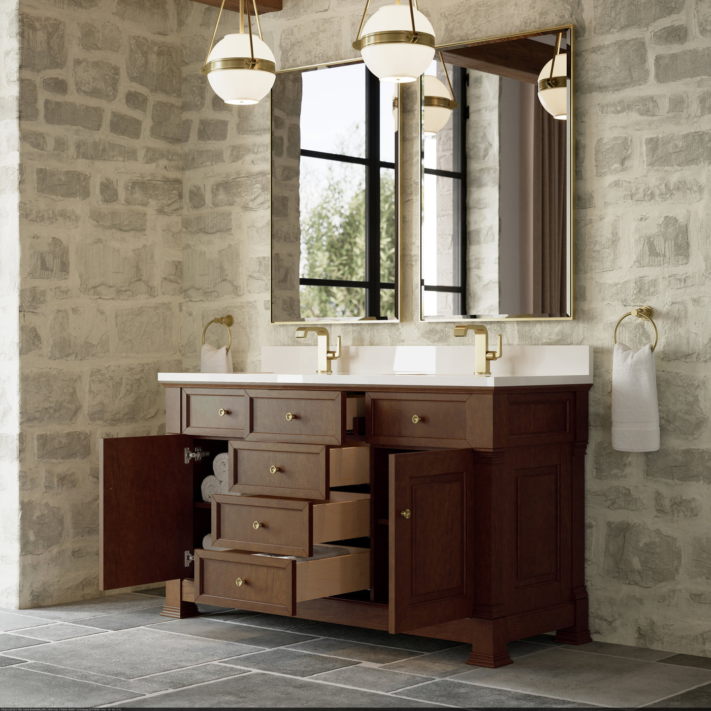 James Martin Brookfield 60" Double Bathroom Vanity, Honey Oak, view 32
