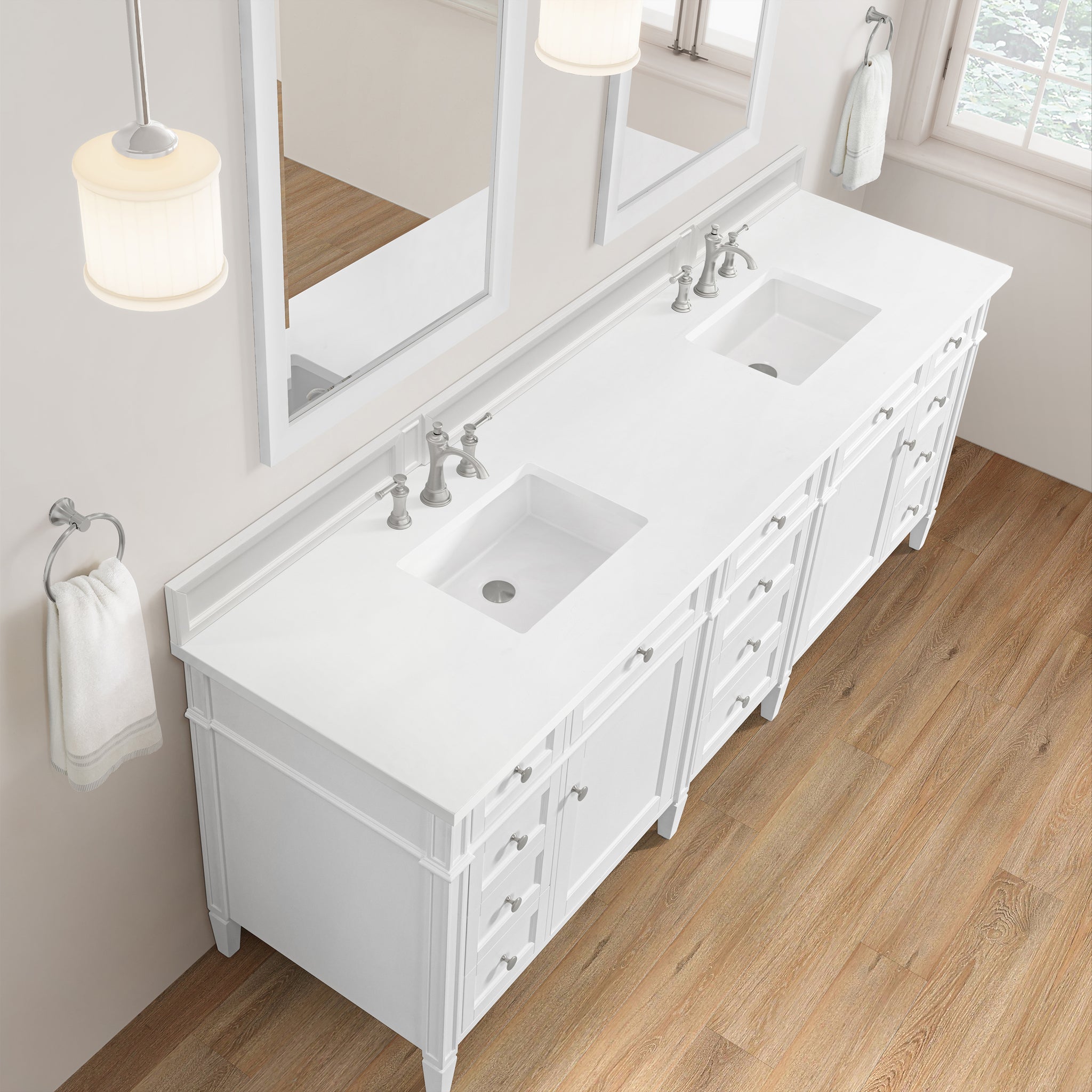 James Martin Brittany 84" Double Bathroom Vanity, Bright White, view 23