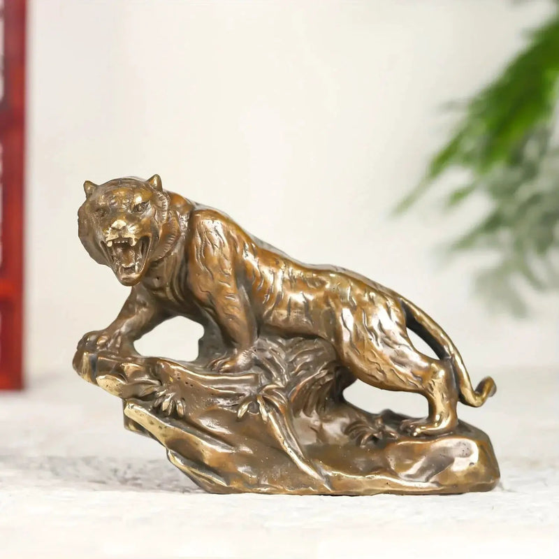 Tiger Figurine - Climbing Brass by House Of Avana