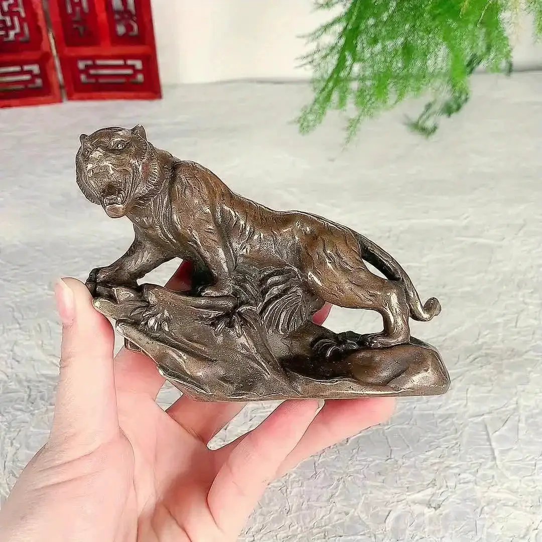 Tiger Figurine - Climbing Brass by House Of Avana